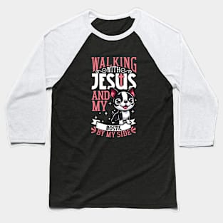 Jesus and dog - Boston Terrier Baseball T-Shirt